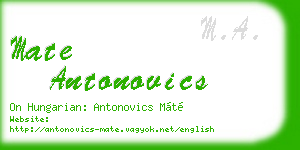 mate antonovics business card