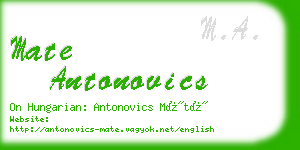 mate antonovics business card